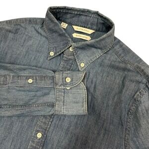 SuitSupply Albiate Denim Shirt Mens 38/15 Button Down Egyptian Extra Slim Fit